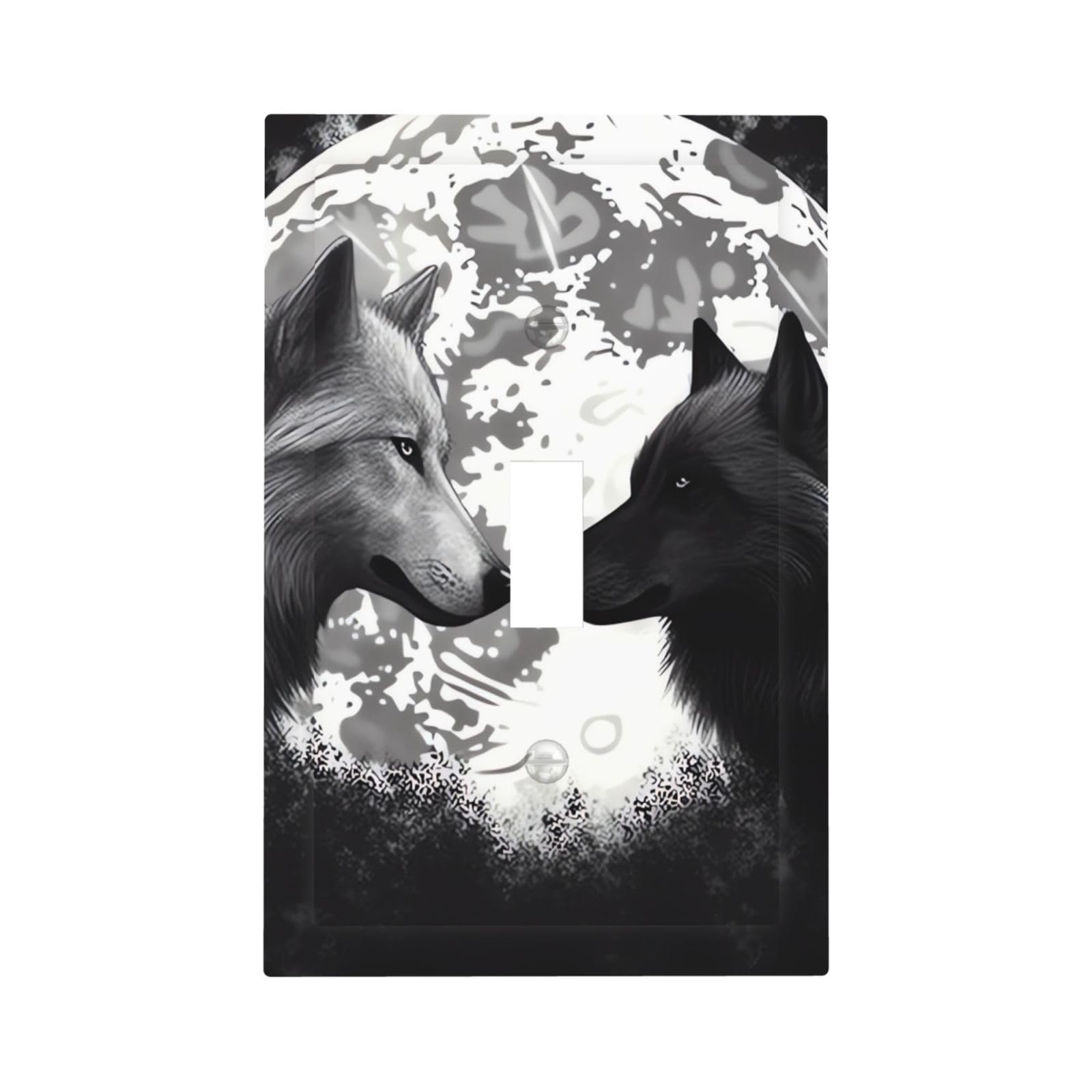 1-Gang Decorator Wall Plate Wolves Love Light Switch Cover Single Gang Receptacle Outlet Wall Plate Mid Size 5" x 3" Wallplate Unbreakable Polycarbonate Outlet Faceplates Covers