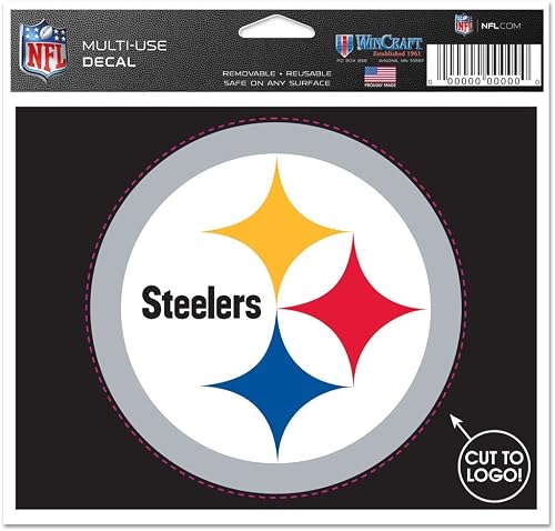 NFL Pittsburgh Steelers 41821014 multi-usages Autocollant, 11,4 x 14,6 cm, Noir