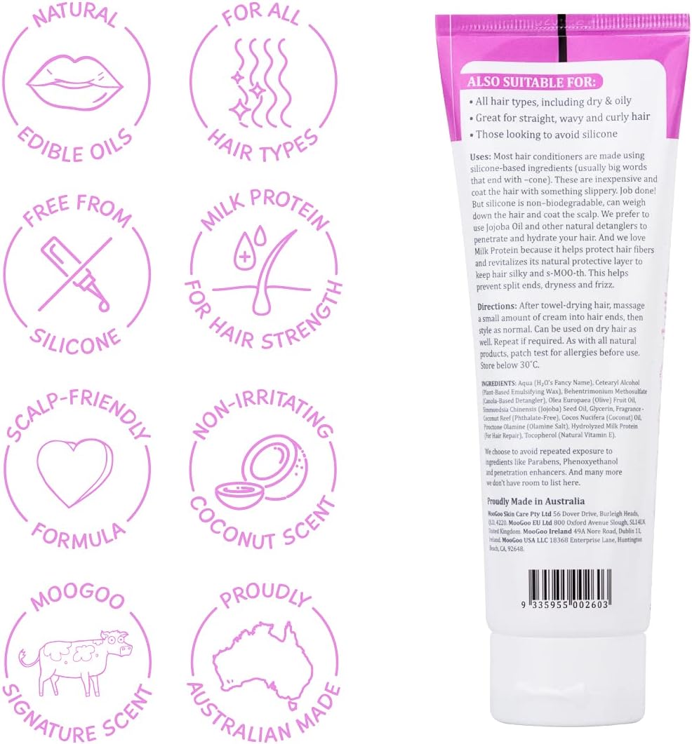 MooGoo Protein Shot Leave-In Conditioner, Silicone-Free Hydrating Treatment for Dry Frizzy Hair, Protects Ends, Detangles - Image 3