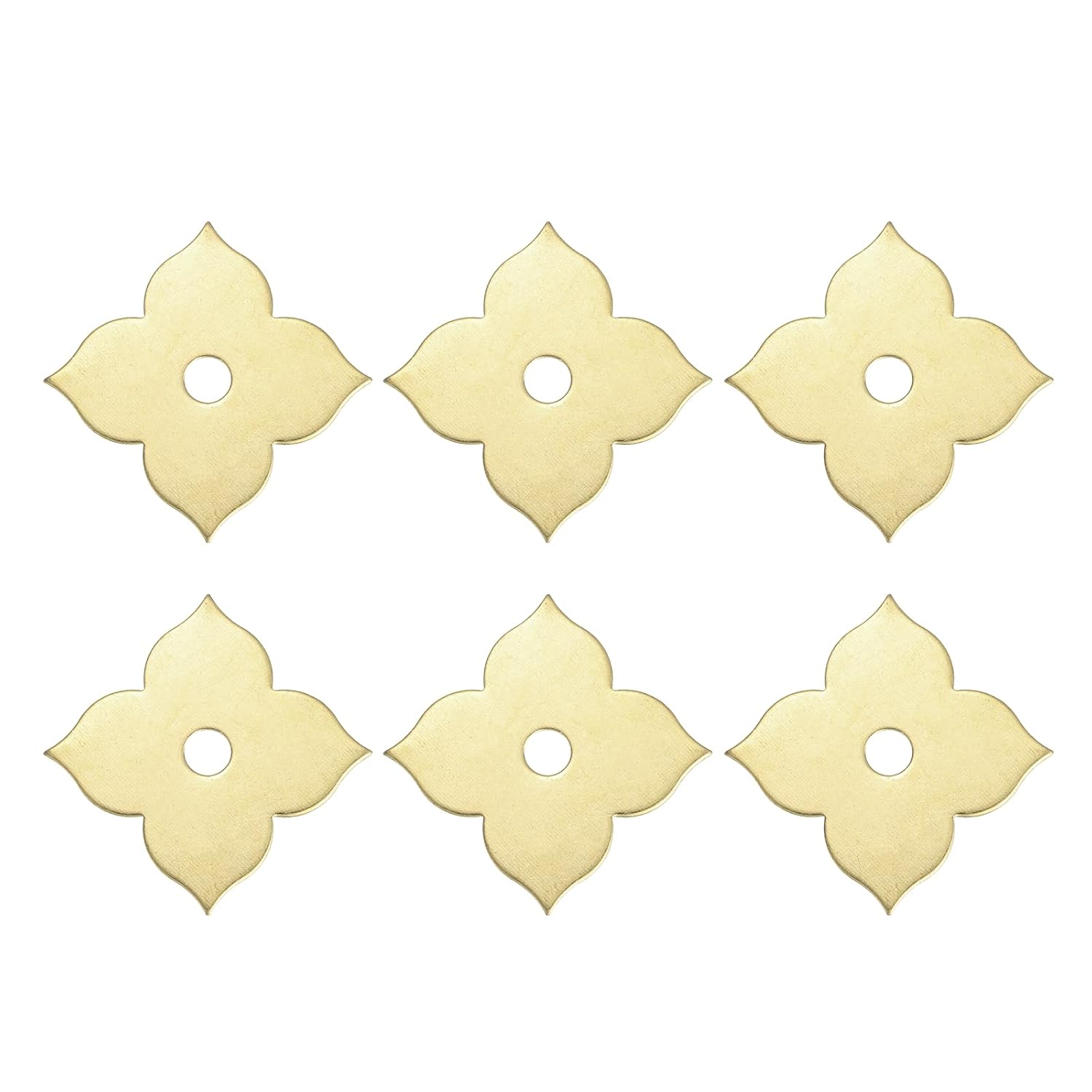 uxcell 6Pcs Cabinet Knob Backplate, 1.69 Inch Lucky-Clover Shape Brass Backplate Washers Classical Furniture Decoration Gasket for Cabinet Drawer Cupboard Doors Hardware(Brass)