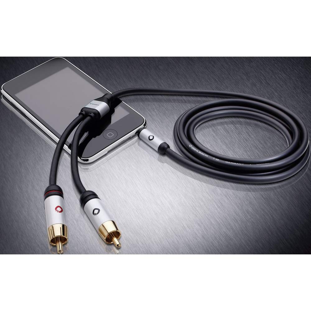 OEHLBACH i-Connect Audio Kabel J-35/R - Klinke 3,5 mm auf 2 x Cinch - analog - Stereo - schwarz - 5m