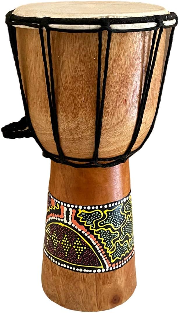 JIVE Djembe Drum – 12" African Bongo Congo Hand Drum - Solid Wood Percussion Instrument with Natural Goat Skin Head – Professional Sound – Not Made in China(12" High - Painted)