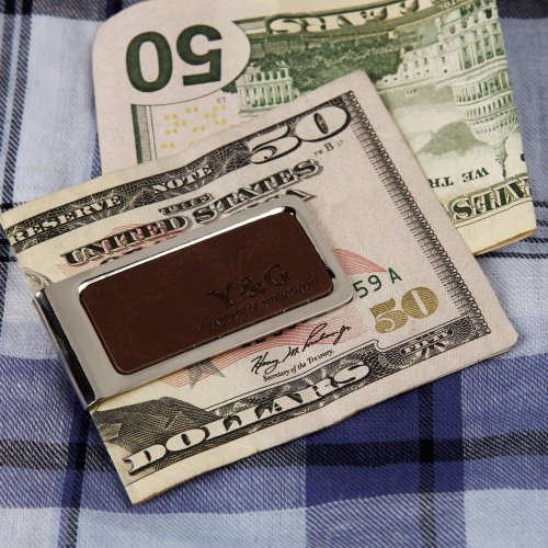 Y&G MC1051 Fitness Design Dark Brown Artificial Leather Stainless Steel Money Clips Friendship Presents Idea4