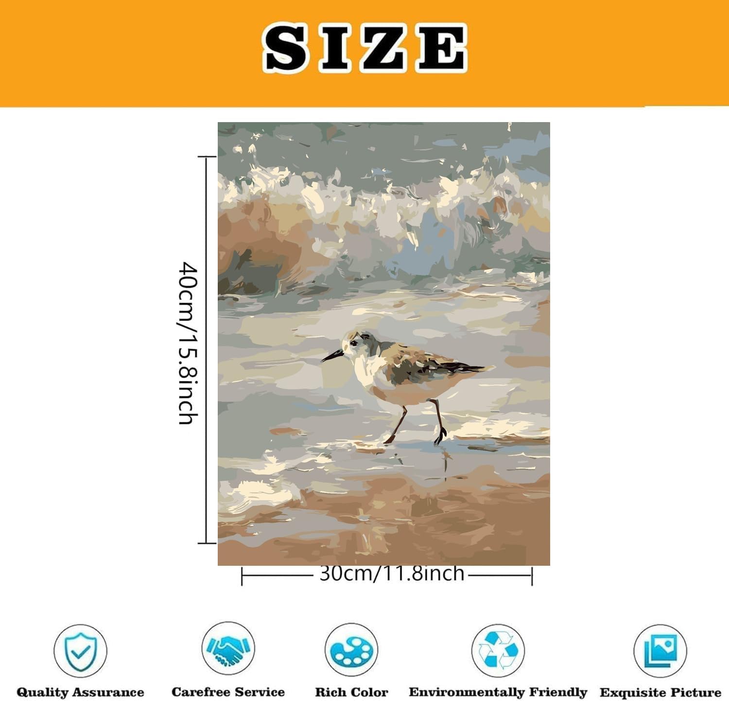 Coastal Bird Paint by Numbers Kit for Adults Framed Canvas, Frameworkless image 3