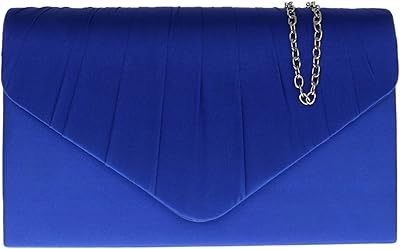 Girly HandBags Satin Pleated Clutch Bag Royal Blue
