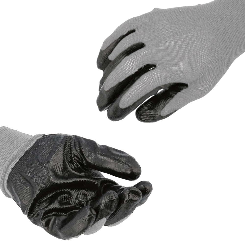 PackagingSuppliesByMail PSBM Nitrile Coated Safety Work Gloves, Dipped Coating For Grip With Breathable Backing