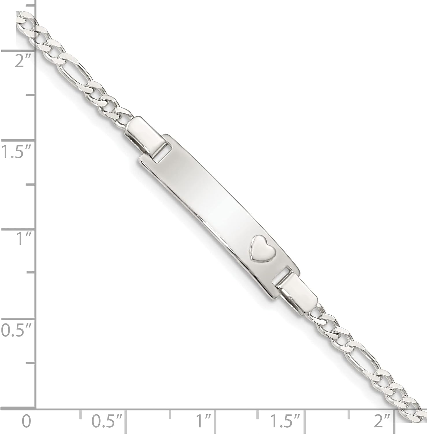 Miniatura 4 de Brilliant Bijou Pulsera pequeña de plata de ley 925 personalizada con acabado pulido con corte de corazón, 5.5 pulgadas - 6 pulgadas, 6 meses -5