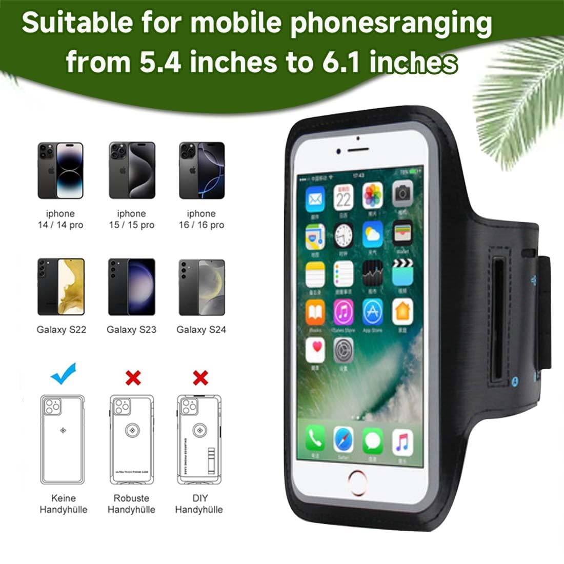 Porta Cellulare Corsa 1 Pezzo Blu-Nero Compatibile Smartphone 7"