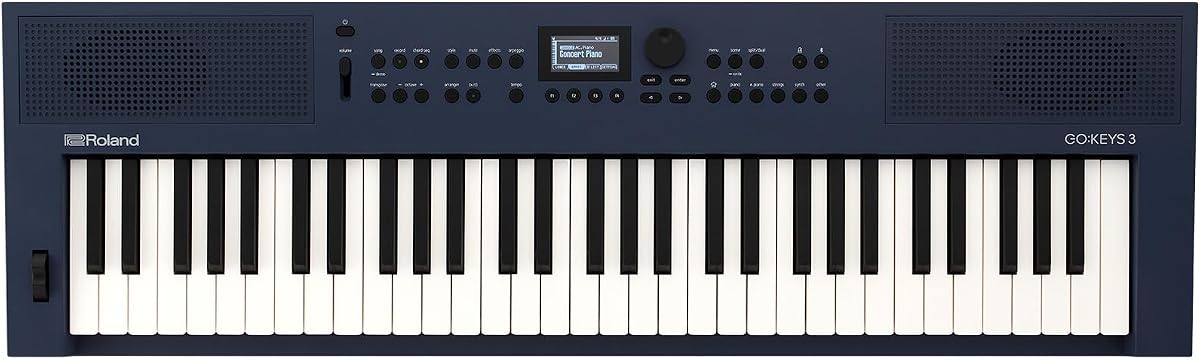 GO:KEYS 3 Teclado de creación musical | Teclado de 61 notas | Altavoces estéreo incorporados | Soporte de audio/MIDI Bluetooth para transmisión de música - Azul medianoche | Altavoces estéreo integrados, soporte de audio/MIDI Bluetooth para transmisión de música, azul medianoche