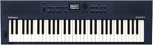 Roland GO:KEYS 3 Music Creation Keyboard | 61-Note Keyboard | Built-In Stereo Speakers | Bluetooth Audio/MIDI Support for Music Streaming - Midnight Blue | 61 Touch-Sensitive Keys, Zen-Core, 154 Tones, Bluetooth and USB-C Audio and Midi, Stereo Speak