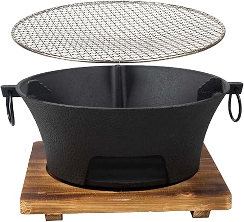 Miniatura 5 de Parrilla de carbón redonda con parrilla horno de parrilla estufa de leña estufa de campamento para exteriores, mochileros, barbacoa, campamento,