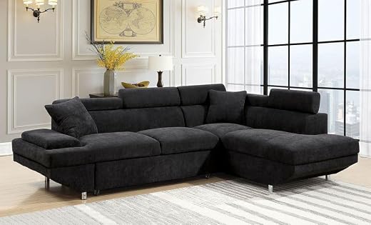 FIKRA Walnut Comfortable Luxury Modern Lshape Sofa Cumbed 4 Seater Charcoal Grey Sofa Set for Living Room, Lounge, Hall wi...