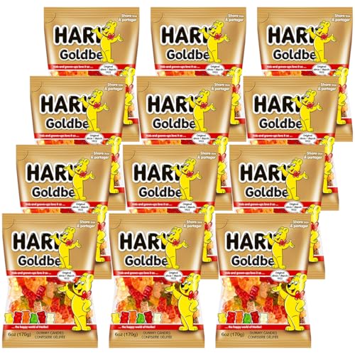 Goldbears Gummy Candy Sharing Size for Kids and Family Indulgement - Original Haribo Gummy Bears Bulk Candy Pineapple, Strawberry, Lemon, Orange, and Raspberry Flavors, (12 Pack)