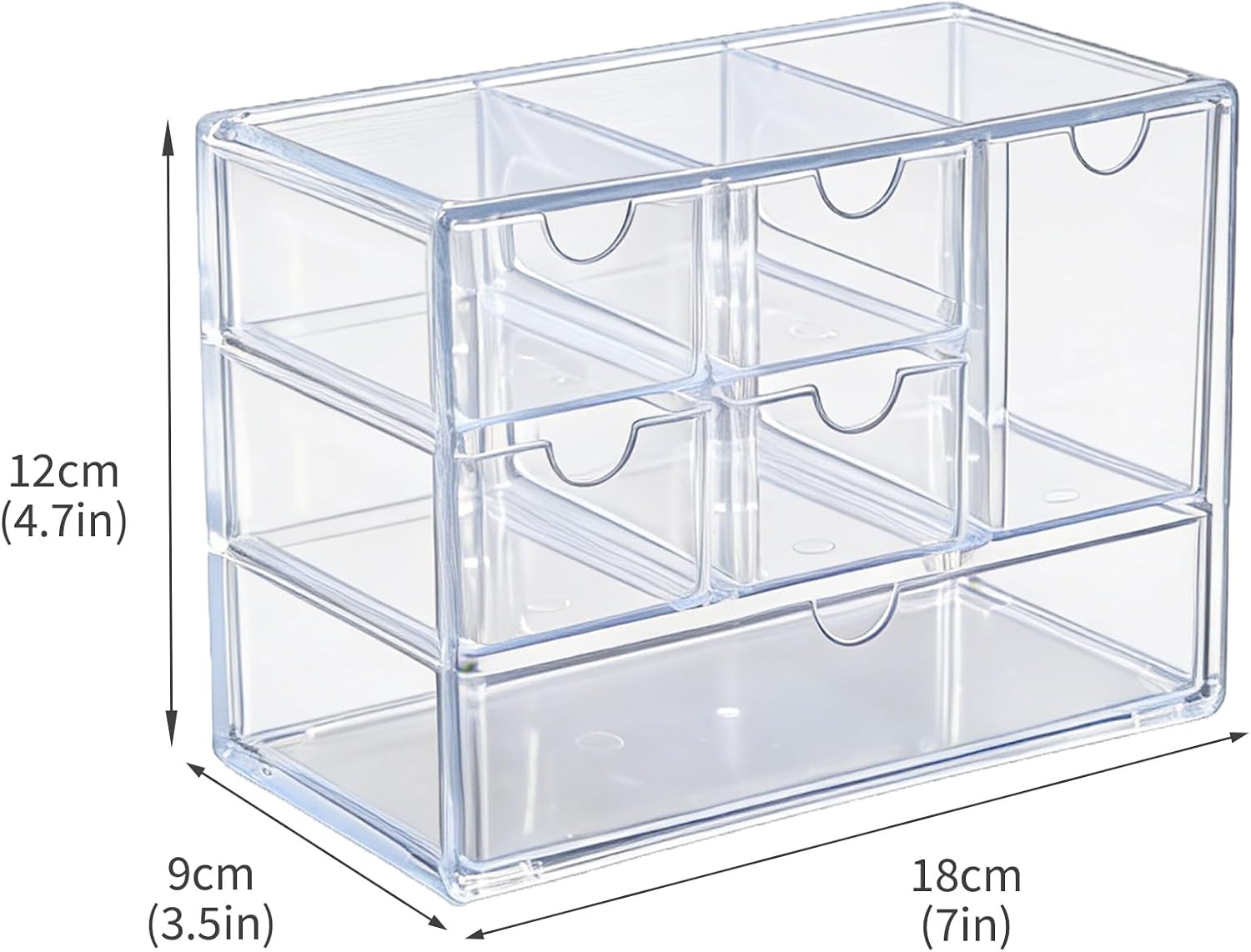 Bandaid Organizer Holder,6 Clear Drawers Medicine Storage Box with Flip Cover,Acrylic Multiple Compartments Band Aid Organizer,Bandaid Box for Elastic Bandage Wrap, Cotton Swabs(Clear)