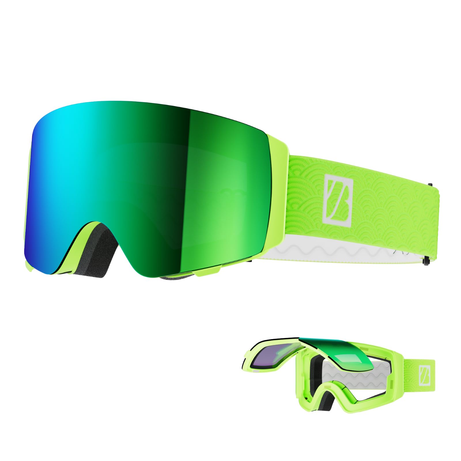 Flip-Up Kids Ski Goggles, Anti-fog Magnetic Snow Snowboard Goggles for Boys Girls Junior Instant Defogging UV400 Protection