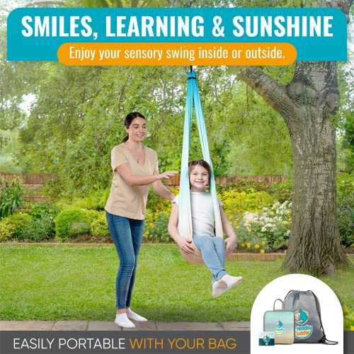 Friendly Cuddle Indoor Sensory Swing For Kids Or Outdoor – Double-Layer, & 360° Swivel, Calming Compression Therapy Swing Hammock For Kids & Adults With All Hardware – Sensory-Motor Toys & Gifts #TOP3