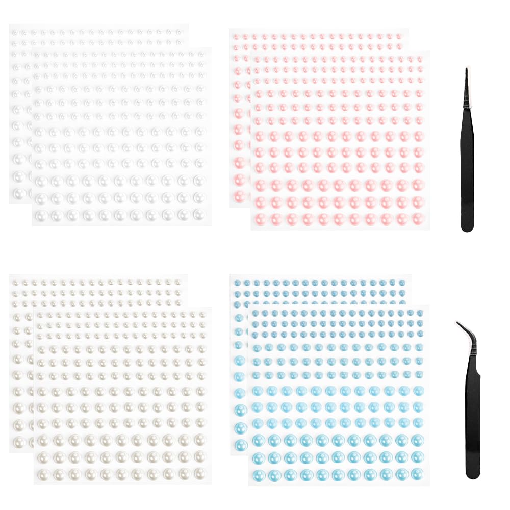 Kit de 10 Autocollants de Perles Adhésives pour Maquillage et Nail Art