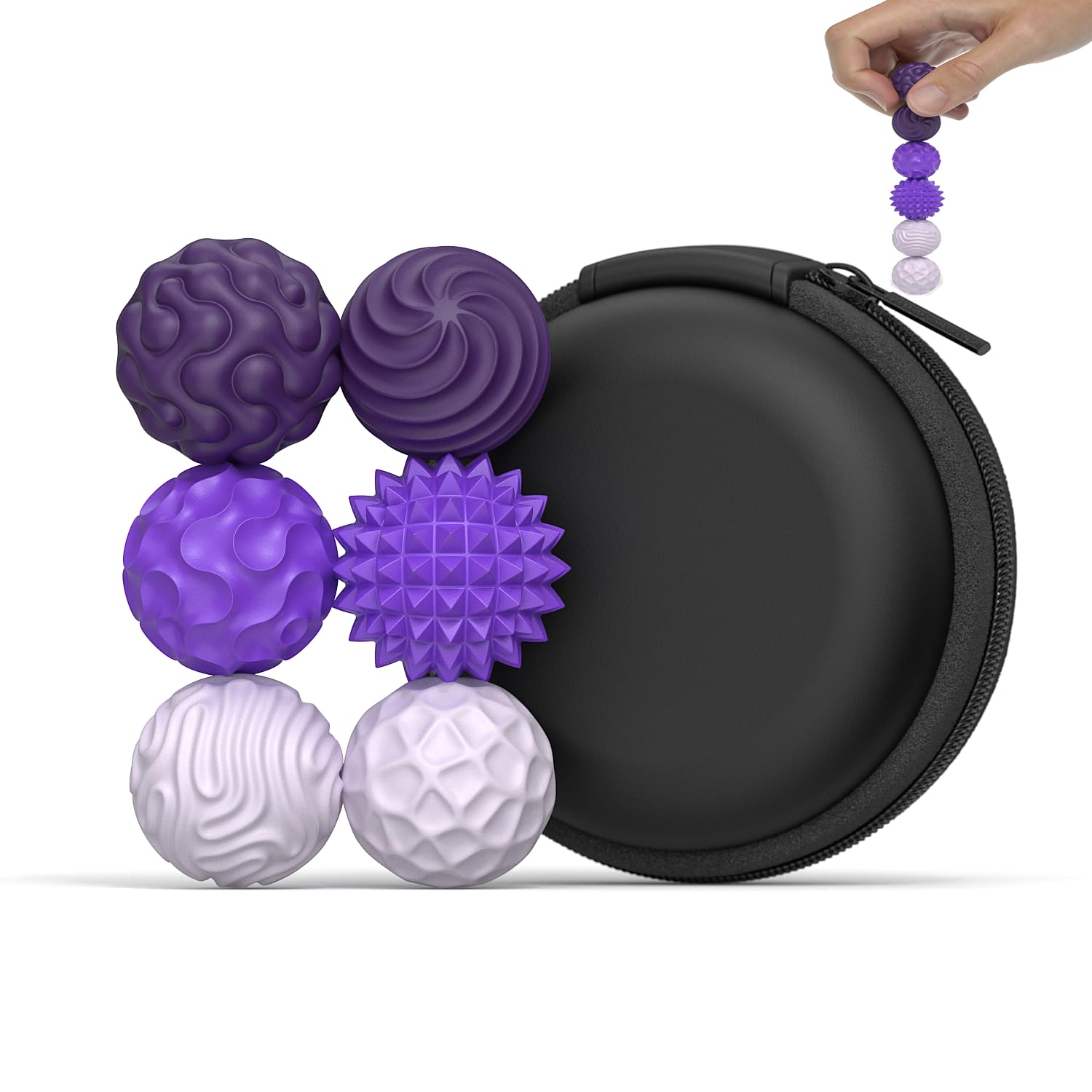 Silicone Magnetic Balls Fidget Toys Adults & Teens, 6PCS Strees Relief Balls Sensory Toys for Autism ADHD Anxiety, Fun Office Desk Silent Toy, Stocking Stuffers for Men Women Gifts (Purple)