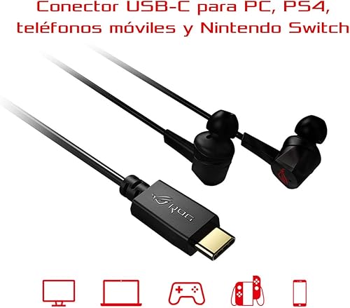 Vista 10 de ASUS ROG Cetra - Auriculares intrauditivos para juegos con cancelación activa de ruido (ANC), controladores ASUS Essence de 0.394in y conector USB-C