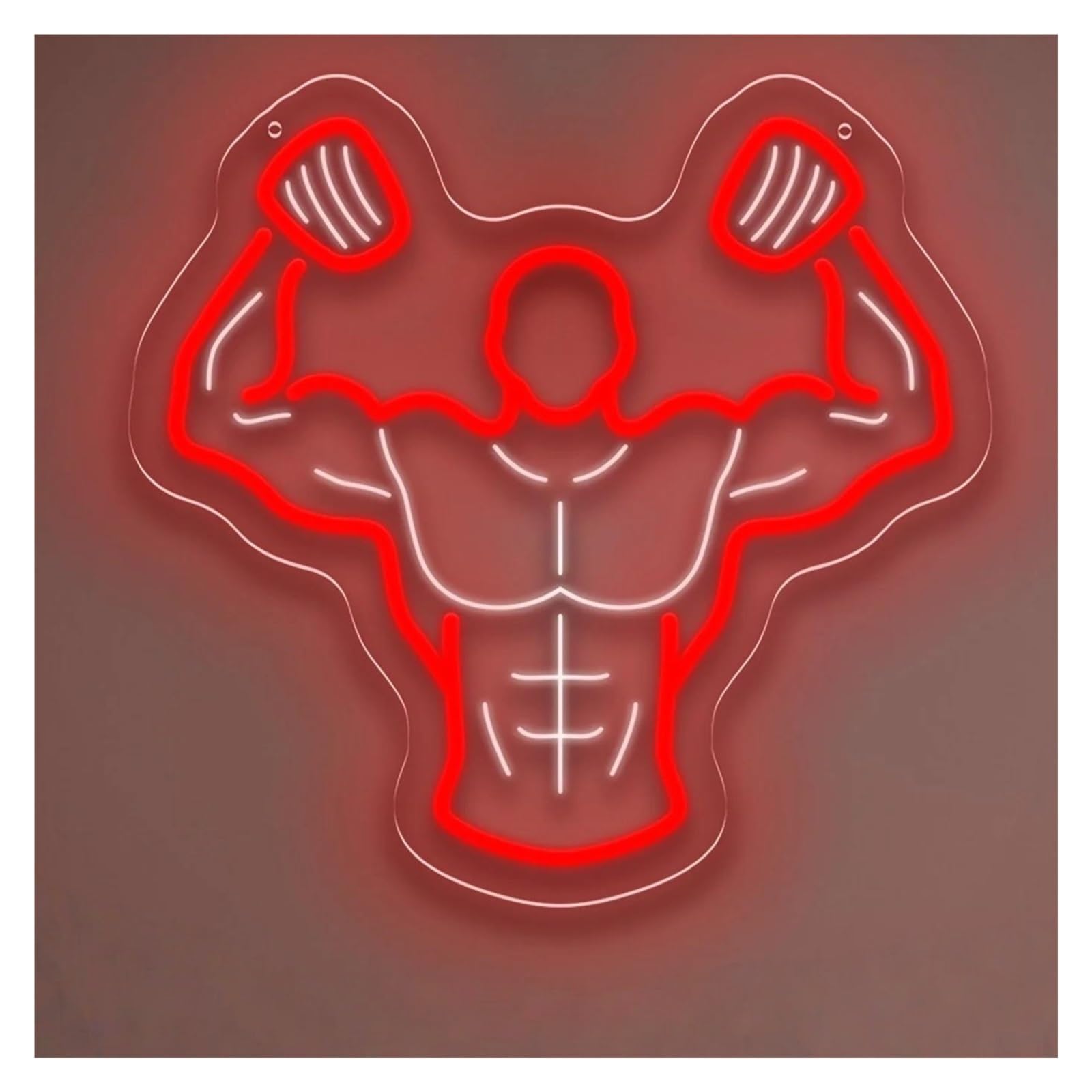 RONGCH Hanging Art Neon Signs Muscle Man Neon Sign LED Light Dimmable for Gym Room Dumbbell Man Cave Sports Club Room Wall Decor 34cmx35.3cm