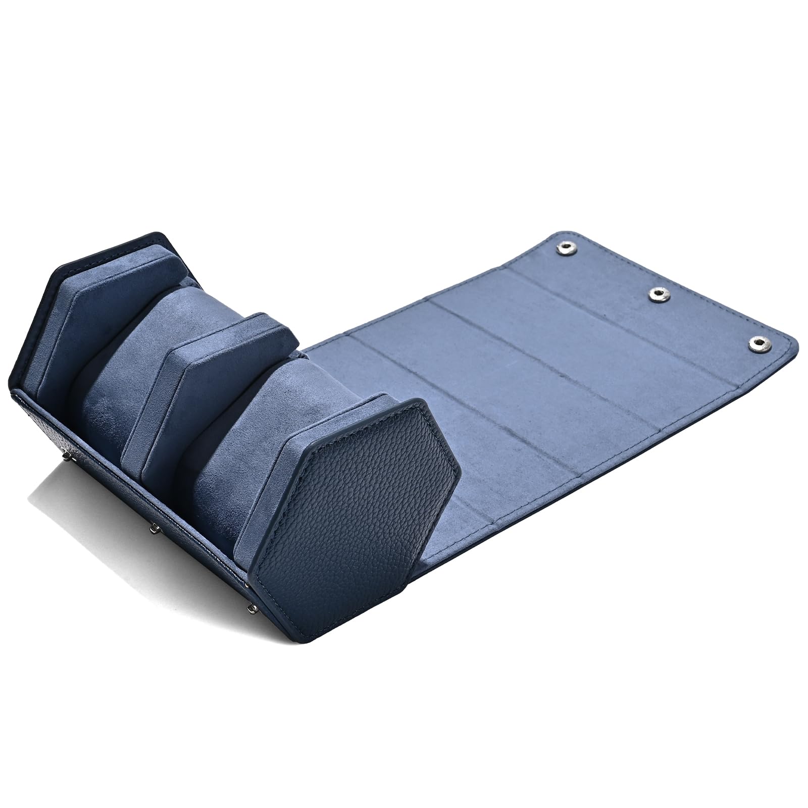 Rouleau À Montres En Cuir Véritable À 2 Rouleaux (Bleu) | En cuir véritable, doux et résistant, pour 2 montres en rouleau, bien fini, protège des rayures et de la poussière