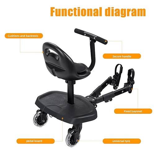 Miniatura 5 de Tabla universal para cochecito 2 en 1, tabla para cochecito con asiento desmontable, soporta niños de hasta 55 libras, para niños de 2 a 6 años.