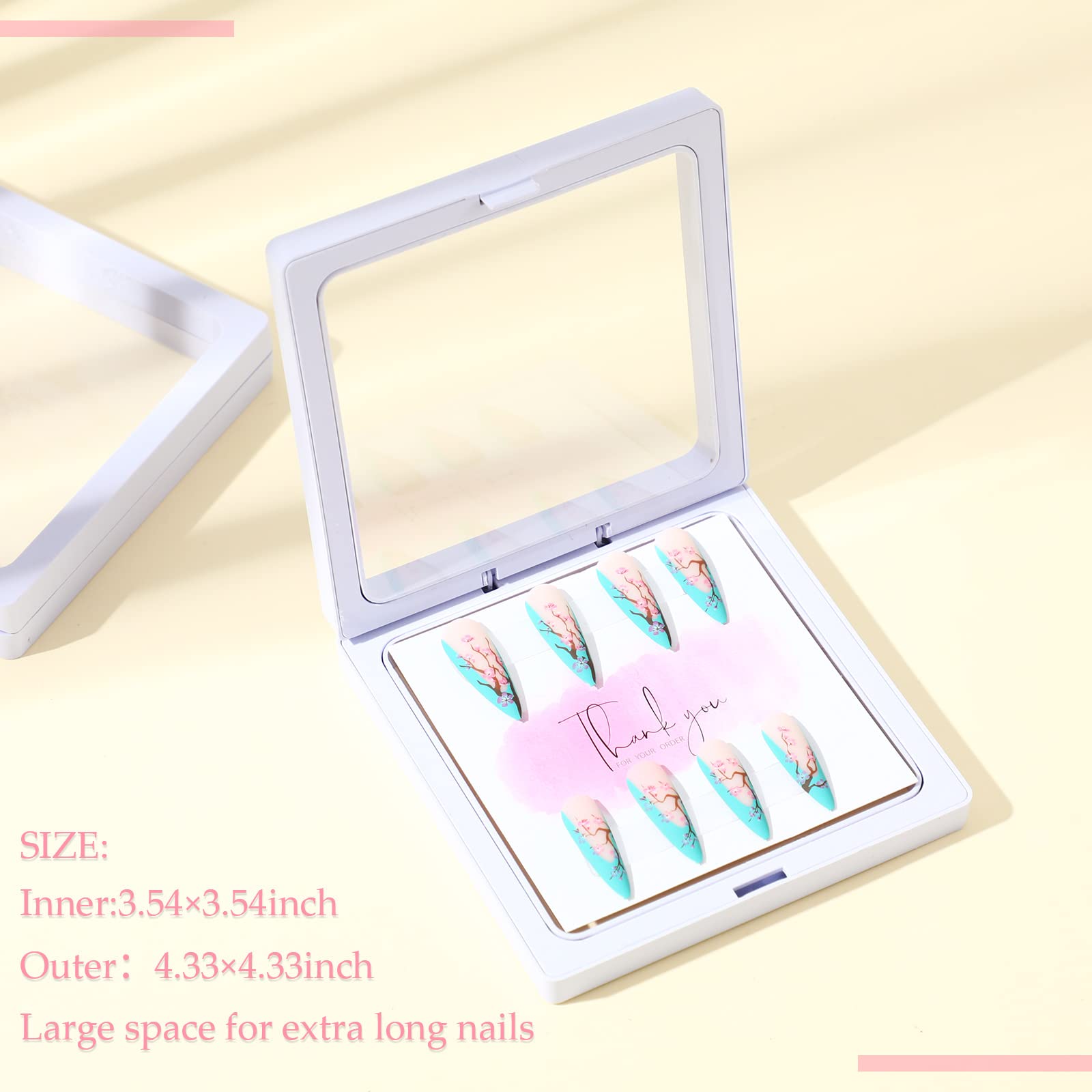 Meekoo Press-On Nail Packaging Box Set with Display Cards and Nail Tape