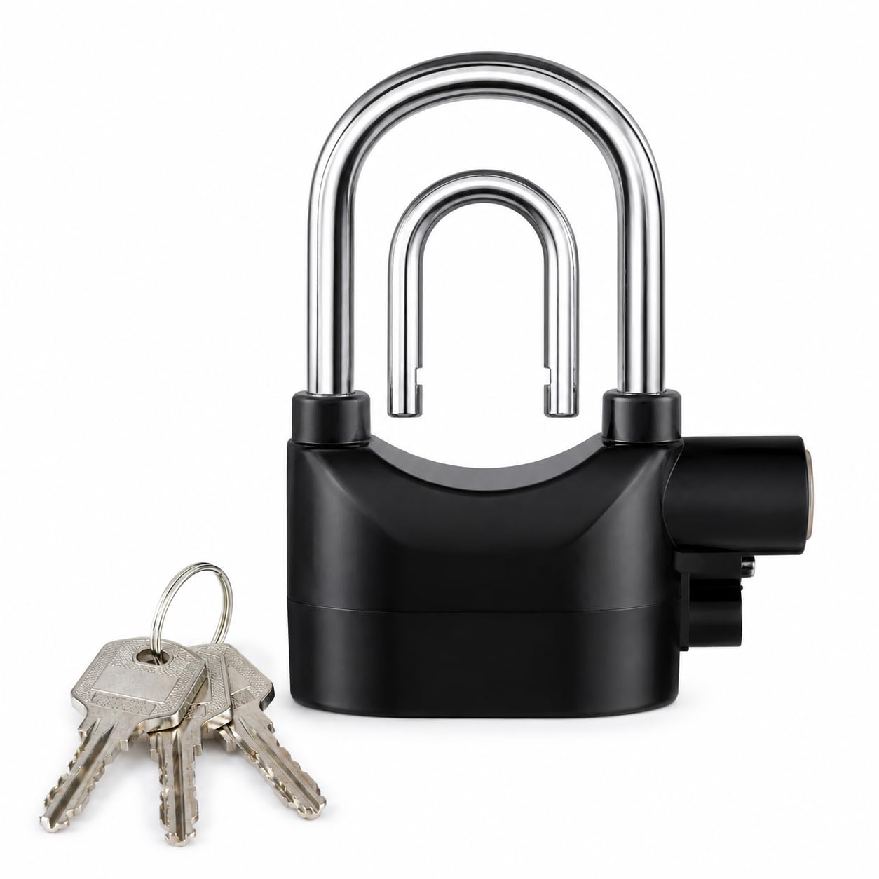 110dB Alarm Padlock Heavy Duty Weatherproof Lock with 2 Shackles