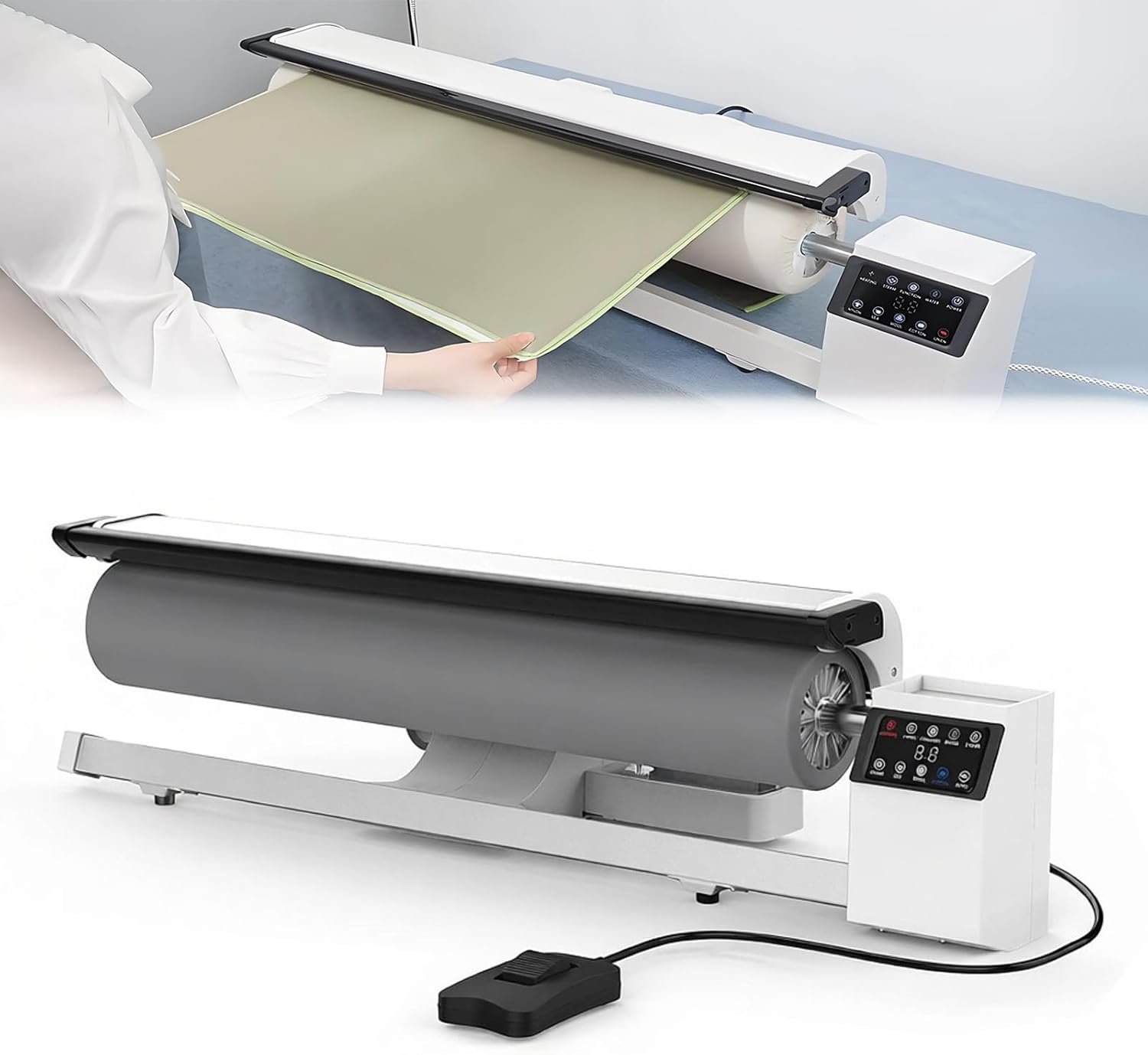 Portable Ironing Machine Fast Preheating Steam Dry Ironing, Steam Press with LED Touch Screen, Foot Pedal Control, for Efficient Ironing of Linens, Bed Sheets & More