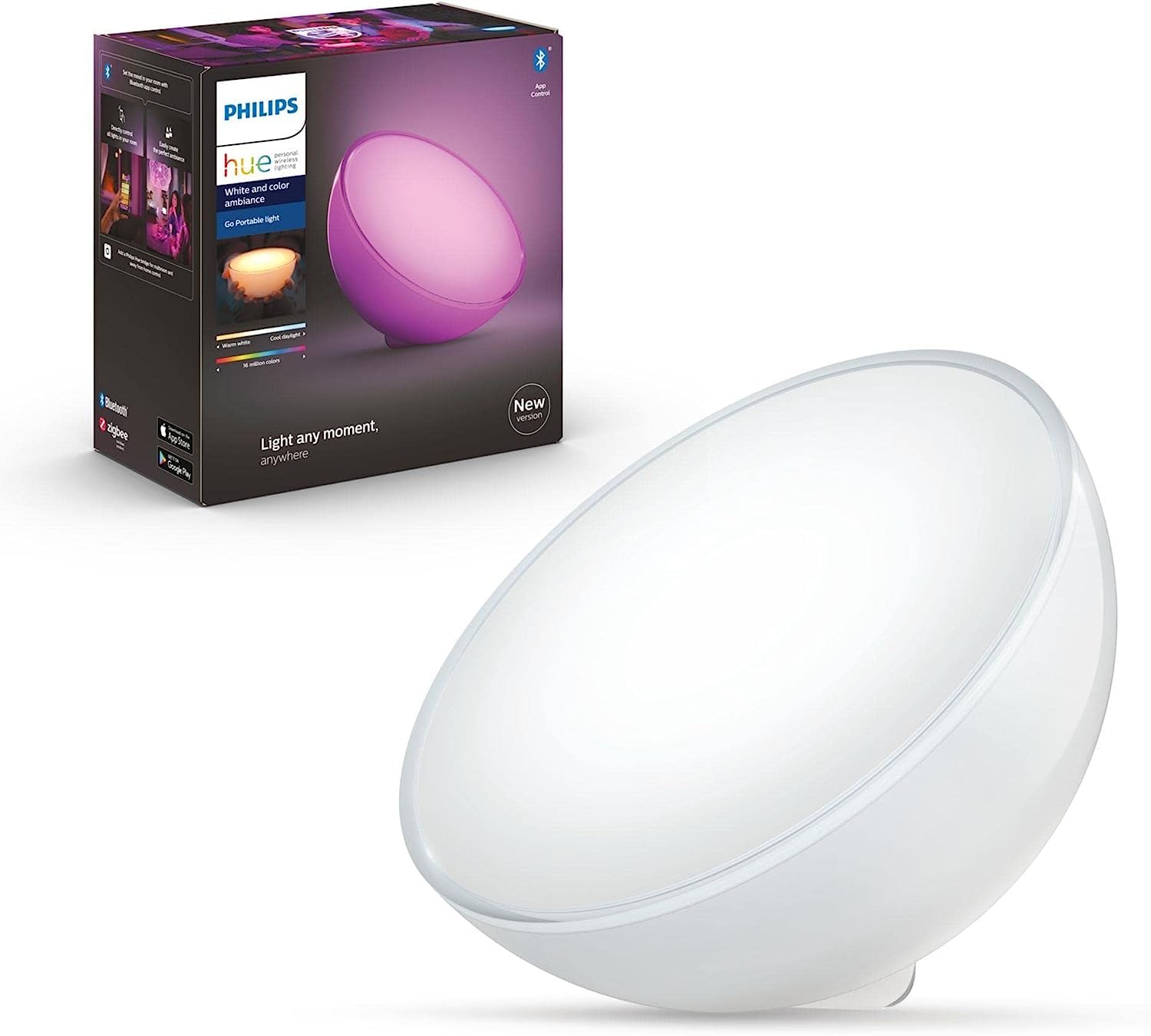 Philips Hue Go 2.0 Luz portátil inteligente con Bluetooth, funciona con Alexa y Google Assistant (paquete de 1)