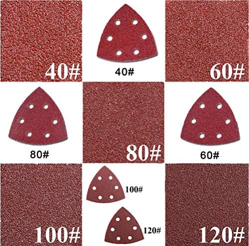 50pcs Sanding Sheets, BetterJonny 6 Holes Assorted 40/60/ 80/100/ 120 Grits Triangle Hook and Loop Sandpaper for Sanding and Polishing