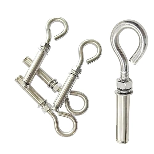 ANPTGHT 1/4" x 3-1/2" Heavy Duty Stainless Steel Expansion Eyebolt Anchors, Concrete Wall Mount 5-Pack ANPTGHT 1/4" x 3-1/2" Heavy Duty Stainless Steel Expansion Eyebolt Anchors, Concrete Wall Mount 5-Pack