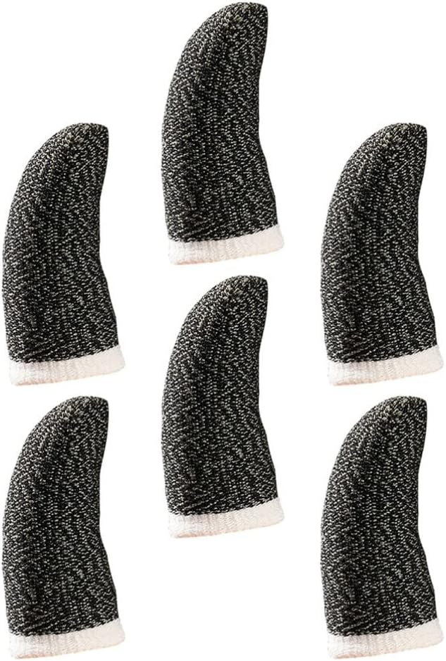 Ledmomo 6ピースのモバイルゲームの指のスリーブ高感度の指スリーブ黒