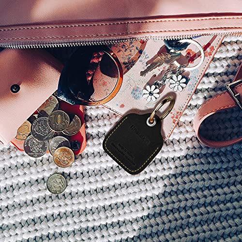 Compatible With Apple Airtag Holder Case Air Tag Case Keychain Genuine Crazy Horse Leather Air Tags Keyring Compatible With Apple Airtags Gps Item Finders Accessories #TOP6