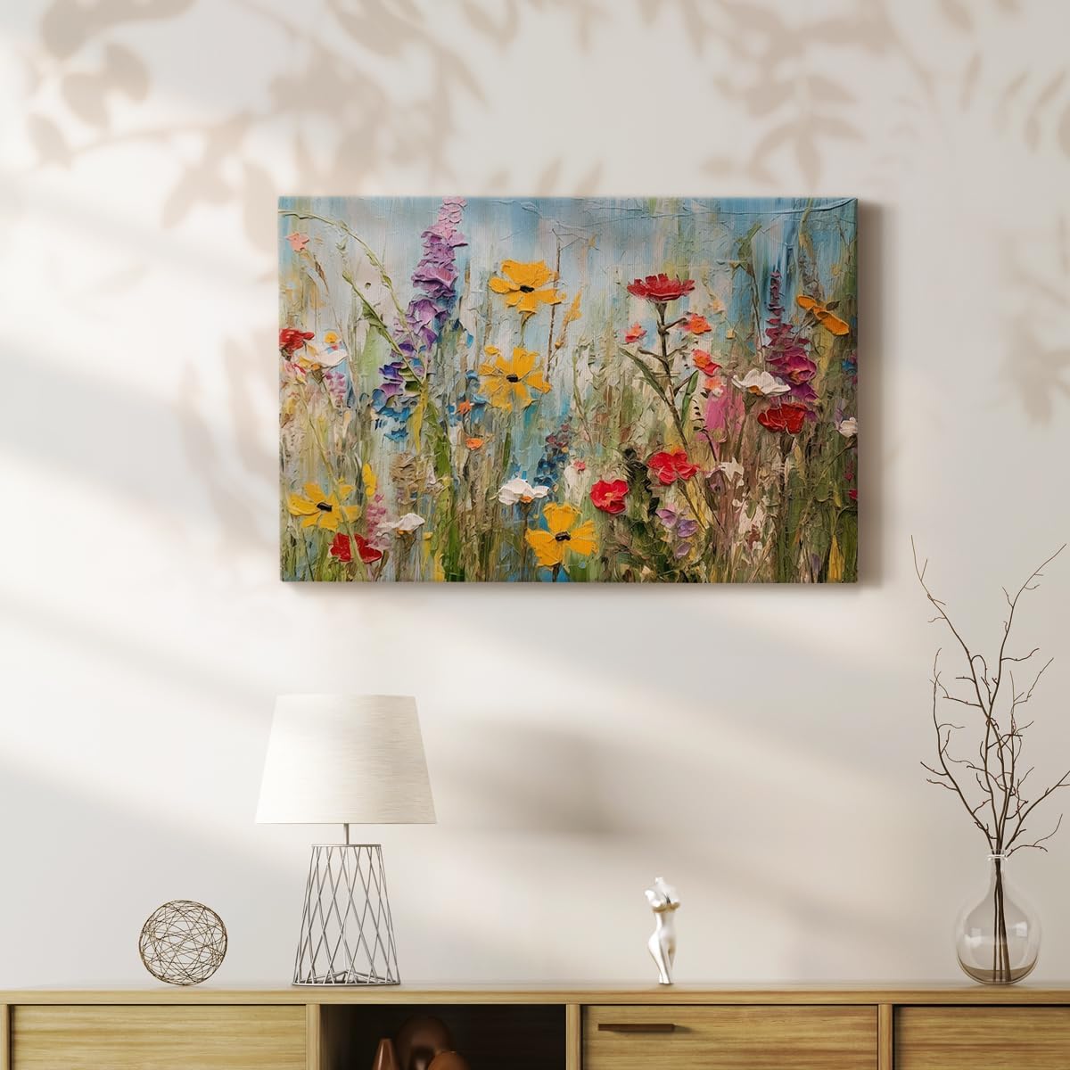Renditions Gallery Abstract Wall Art Paintings For Lounge Floral multicolor Textured Flowers Field Canvas Artwork Wall Hangings for Home Kitchen Bedroom - 24"x36" LT571