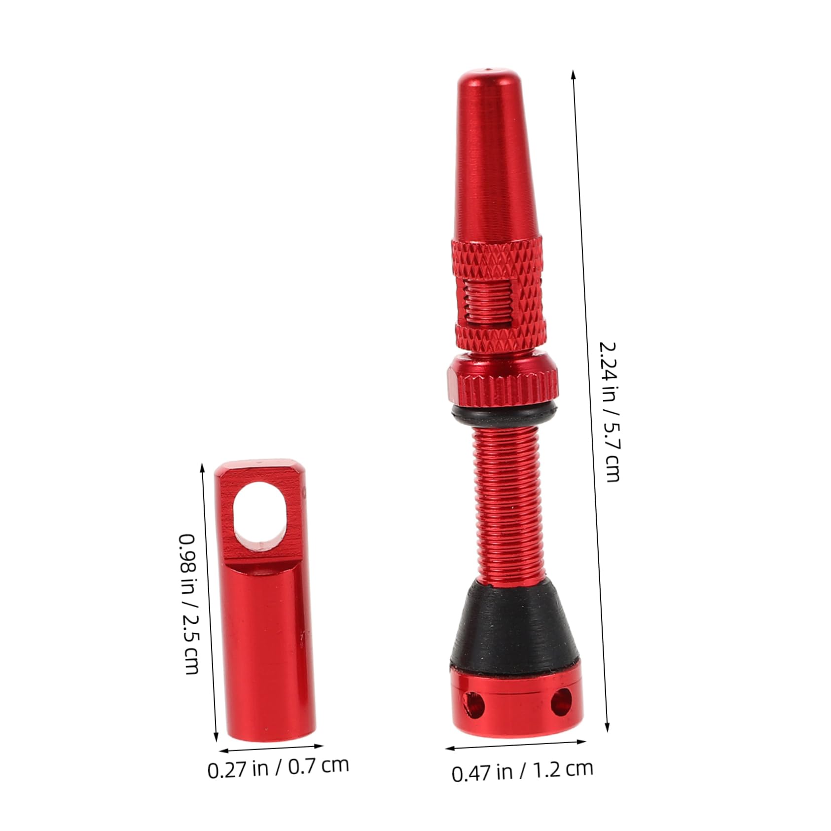 OHPHCALL 40mm Red French Vacuum Valve Set for Bicycle Aluminum Alloy Tubeless Tire Valve Kit Quick Install