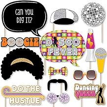 Big Dot of Happiness 70s Disco Party Photo Props Kit - 20 Premium Retro-Style Props, Funky Photo Booth Accessories, 1970s Themed Celebration Decorations