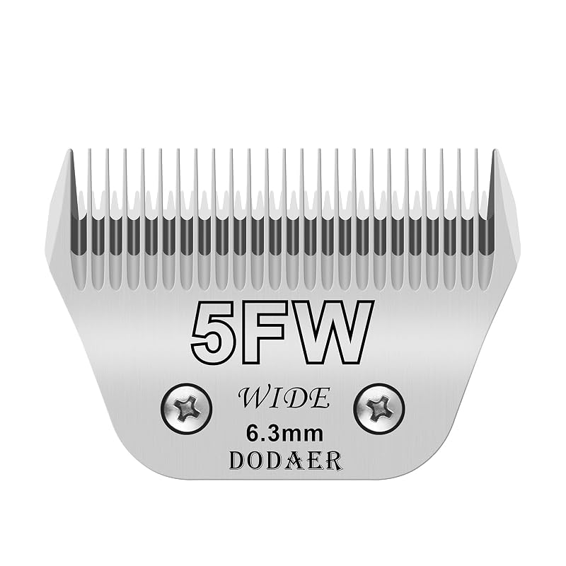 Lâmina larga 5FW para máquina de tosa de cães em aço inoxidável 440C DODAER, corte de 6,3 mm, 1 unidade