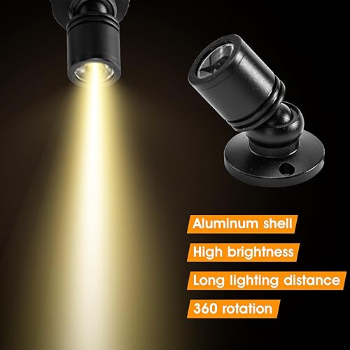 Vista 11 de DEDC 6 mini luces LED puntuales, 1 W, 5 V, 6000 K, luces para debajo del gabinete, mini focos para pantallas con atenuador