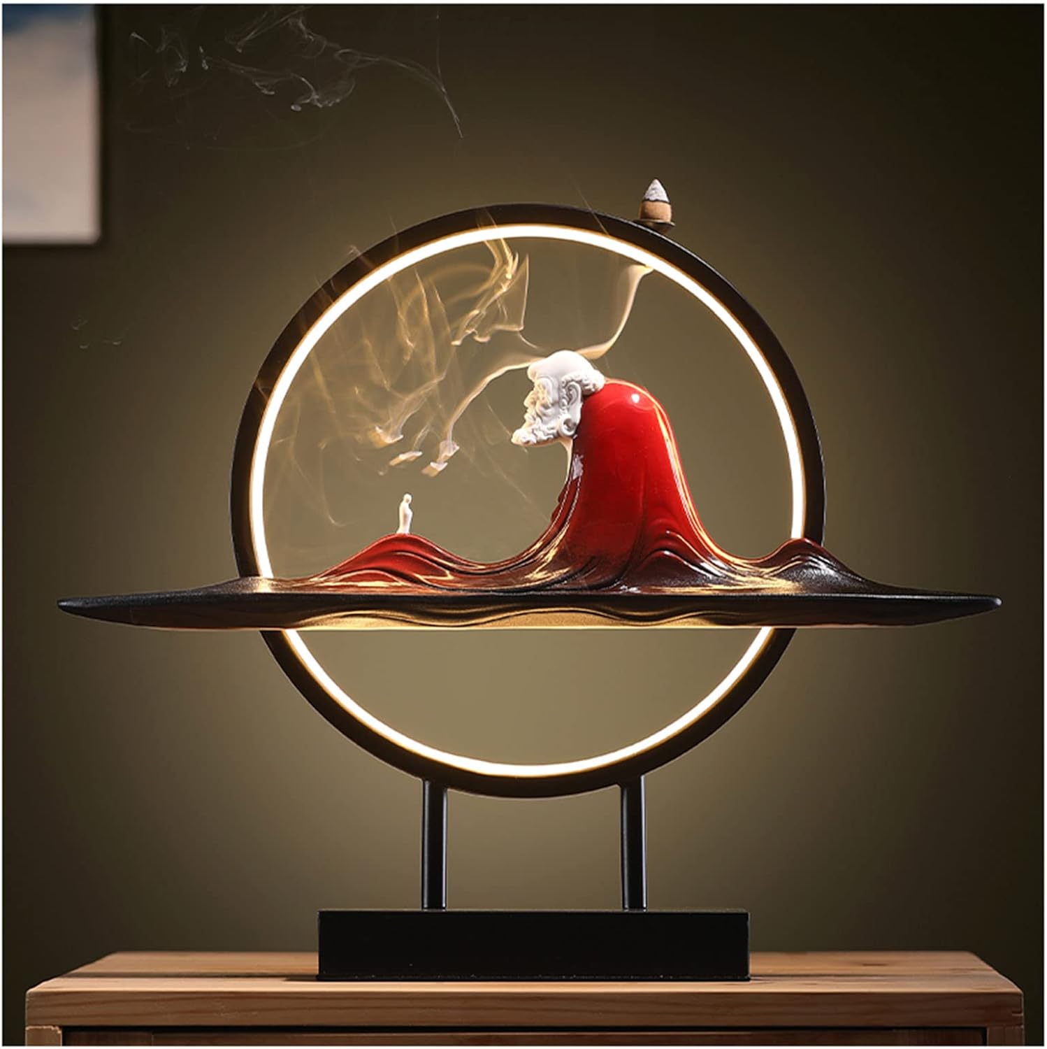 RDBSMGX Incense Holder with Led Light Ring Backflow Incense