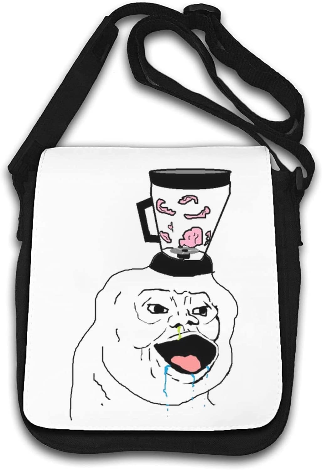 Wojak Meme Funny Blender Head No Brain Shoulder Bag White One Size