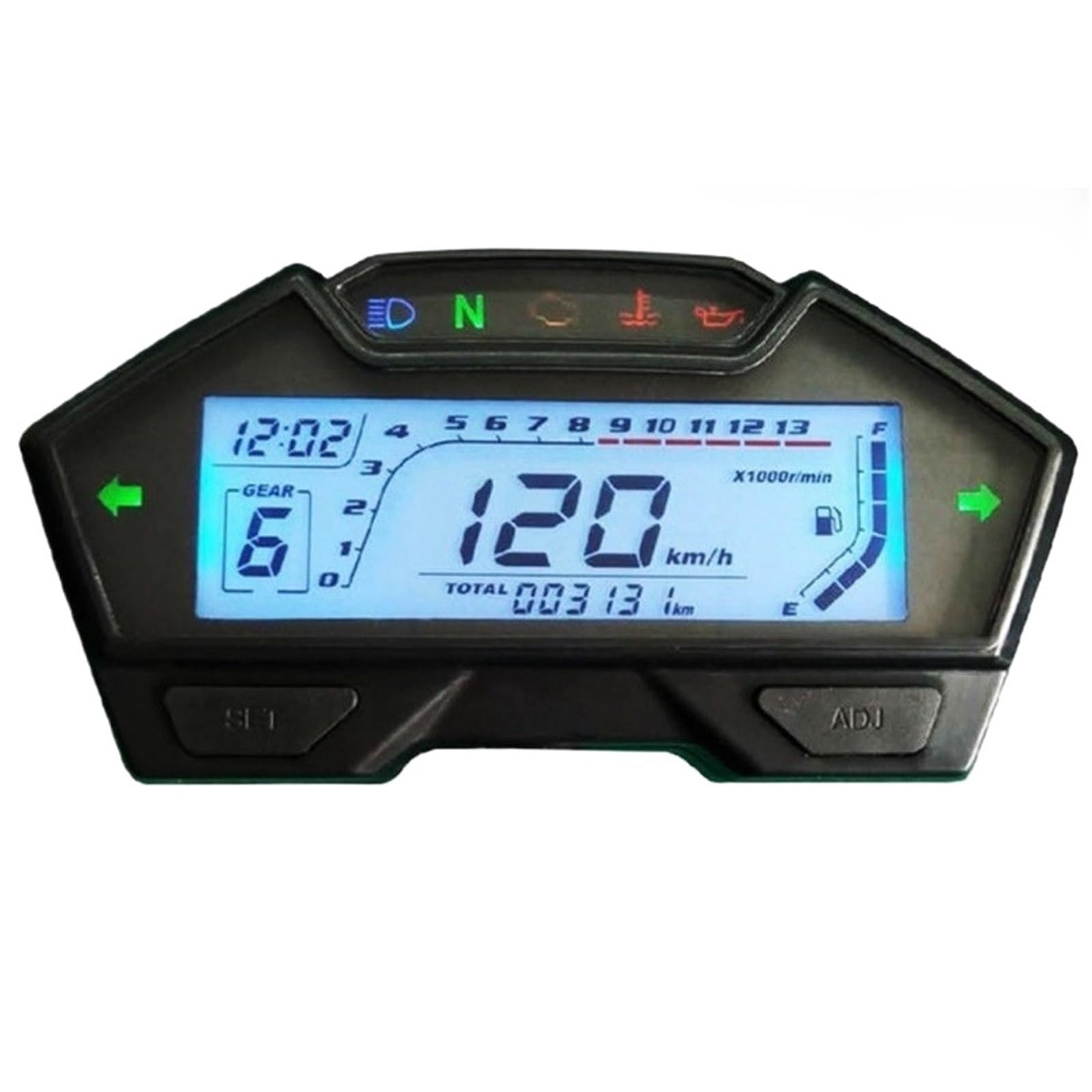 Prędkościomierz motocyklowy Licznik prędkości motocykla Regulowany licznik prędkości i przebiegu Obrotomierz LCD Cyfrowy panel wskaźników Prędkościomierz Obrotomierz