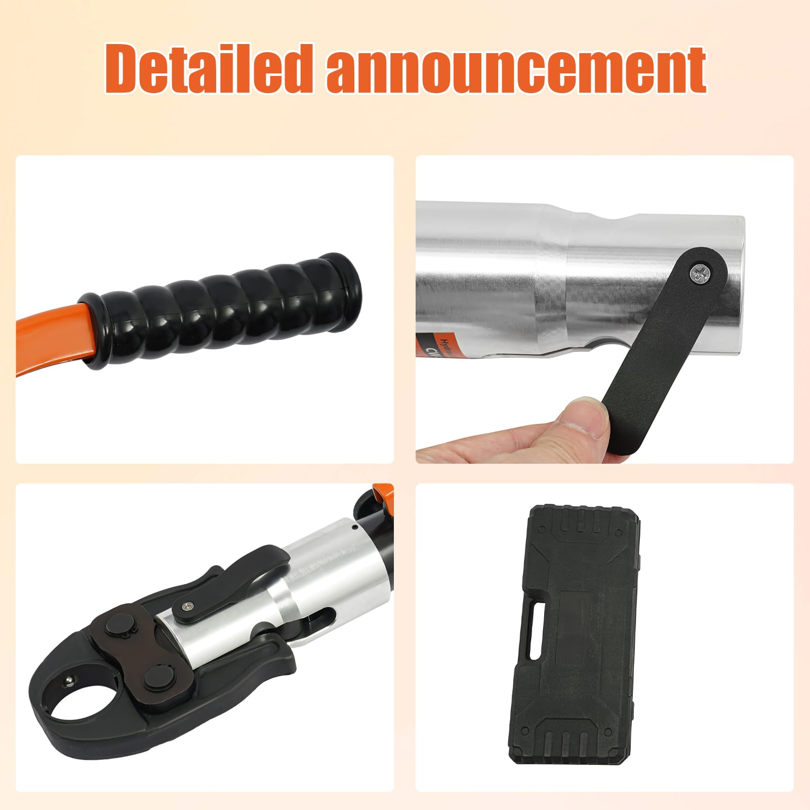 Hydrauliczne szczypce zaciskowe 10T z 7 wkładami zaciskowymi V12/14/15/16/18/22/28 mm, profesjonalny zestaw narzędzi do rur miedzianych, pomarańczowe