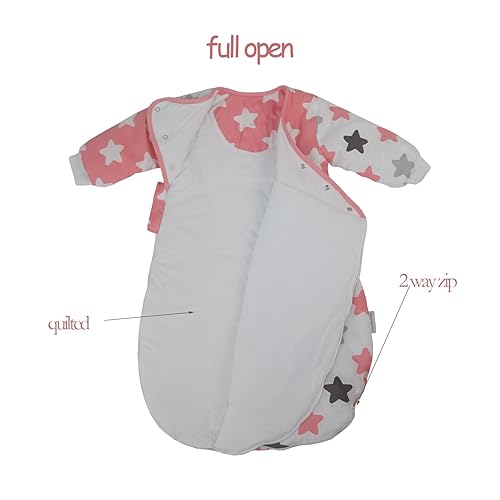 Miniatura 10 de Saco de dormir para bebé con mangas movibles, manta de algodón para niños pequeños, suave para exteriores, traje de dormir para niñas de 24 a 48