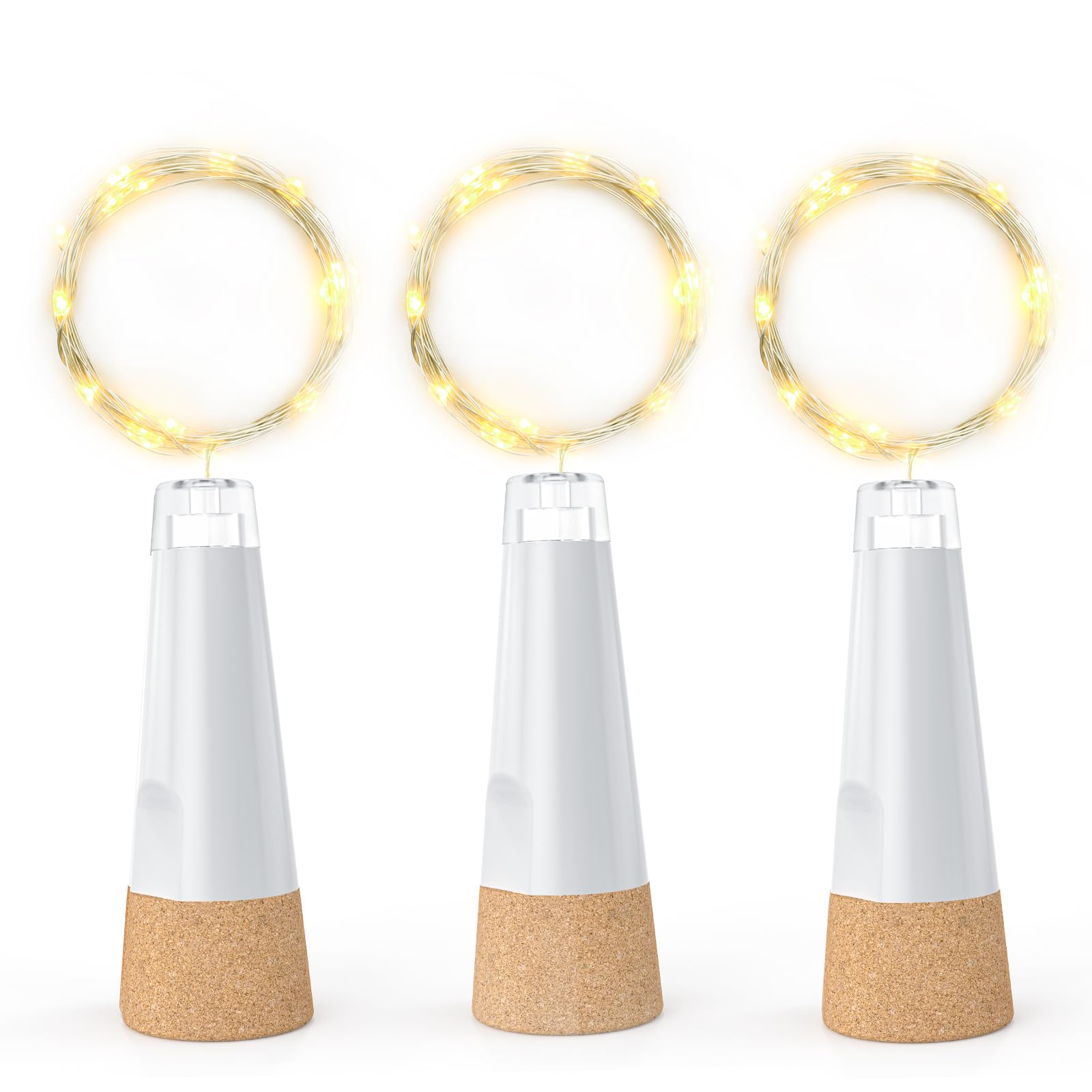 leegoal Bottle Lights, USB Rechargeable Wine Bottle Light with Cork 2024 Upgraded 2m 20 LED Jar Fairy Lights for Xmas Decorations(Warm White, 8 Pack)