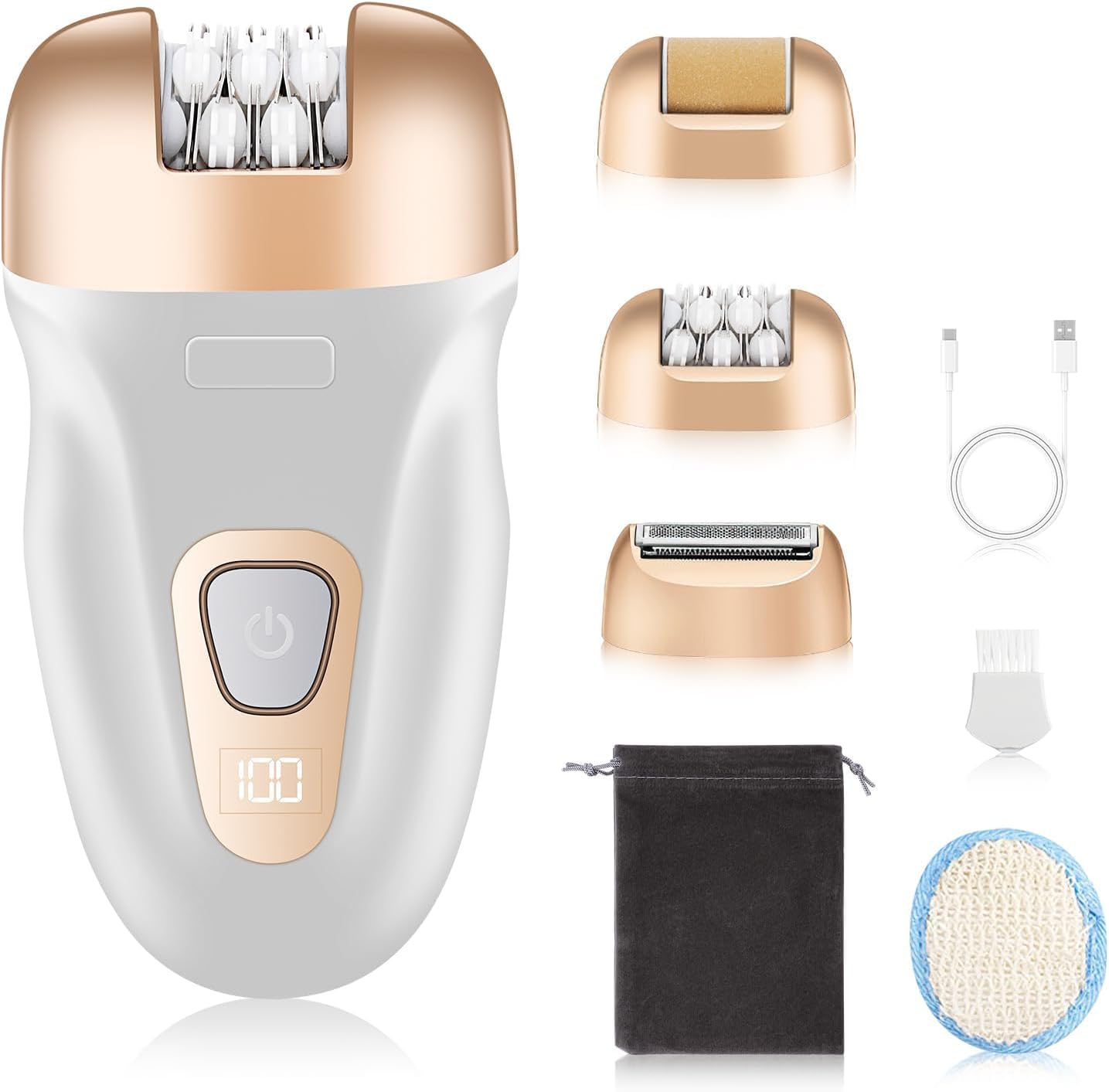 Epilator For Women-Smooth Glide Women Facial Hair, 3 In 1 Epilators Hair Removal Leg/Arm, 2 Speed Adjustable Usb Rechargeable Cordless Body Area