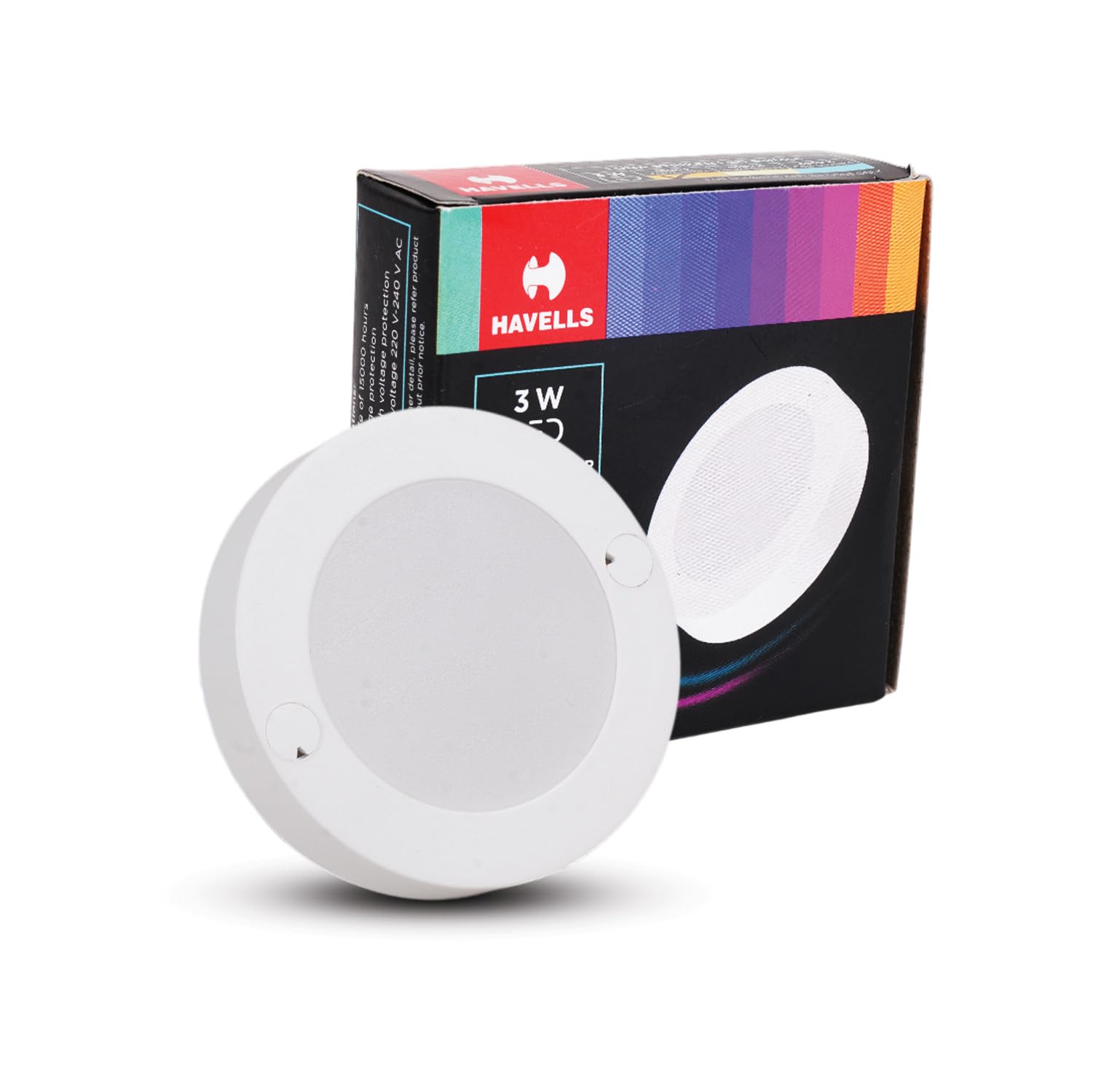 Havells Luna Striker LED 3W 3000K Ceiling Light Energy Efficient WIDEST 7 Colour Option Perfectly FITS in Junction Boxes Powder Coated Polycarbonate HOUSING,60 Lumen Per Watt 6500K-picture-17