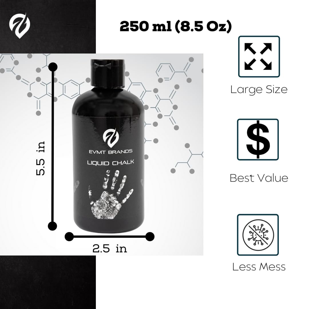 EVMT Brands Gesso Liquido e Magnesite Liquida Antiscivolo per Palestra, Sollevamento Pesi, Arrampicata, Ginnastica, Danza Resistente al Sudore per Presa Potente