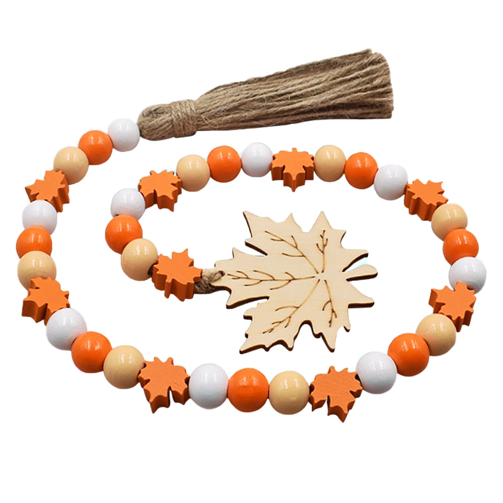 Wood Bead Garland with Fall Accents