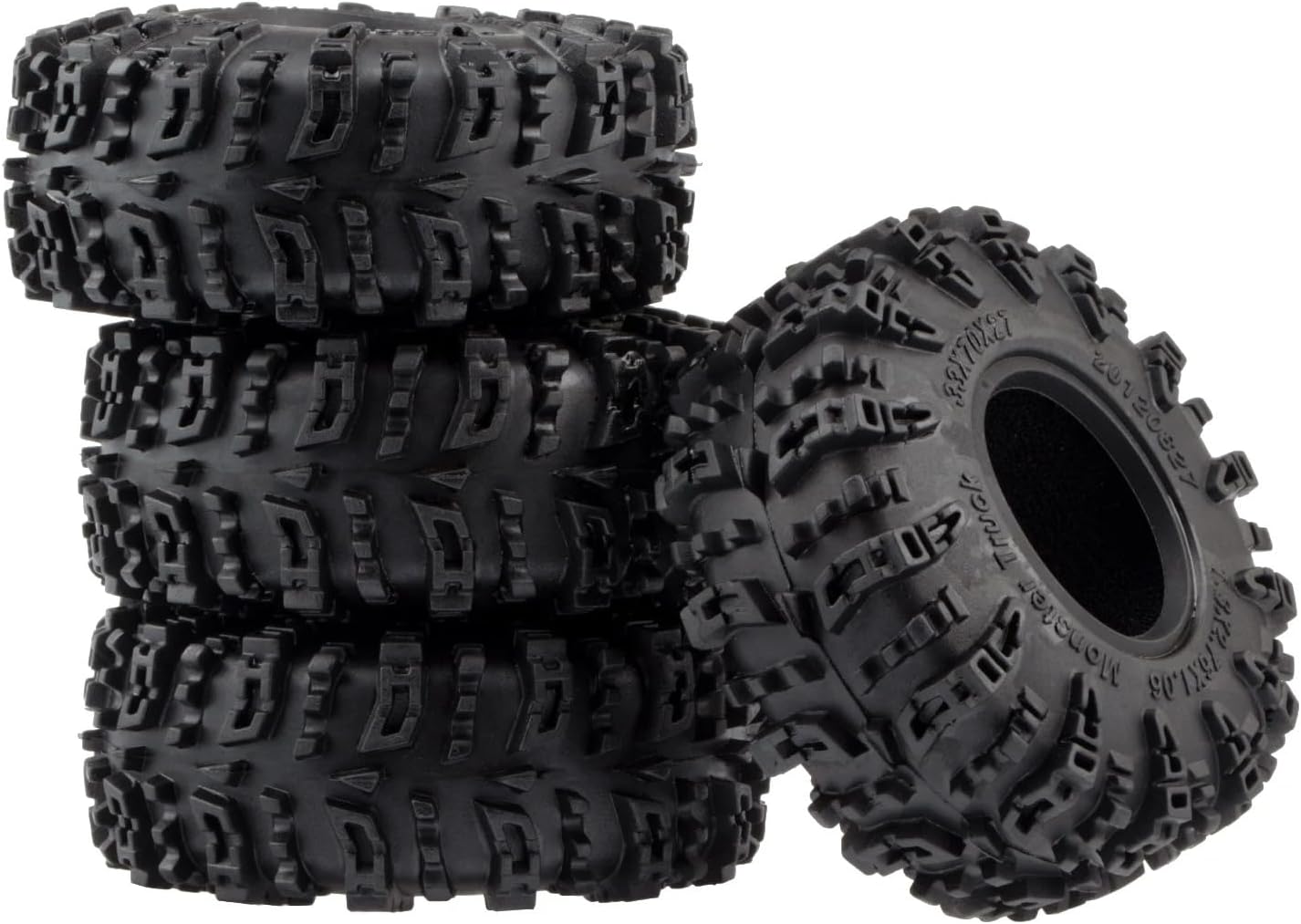 1.3" Wheel Tires Set, 70 * 27mm Beadlock Wheel Rims with Swamp Claw Mud Terrain Rubber Tires for 1/18 1/24 SCX24 TRX4M RC Car (Type B-Grey Set)